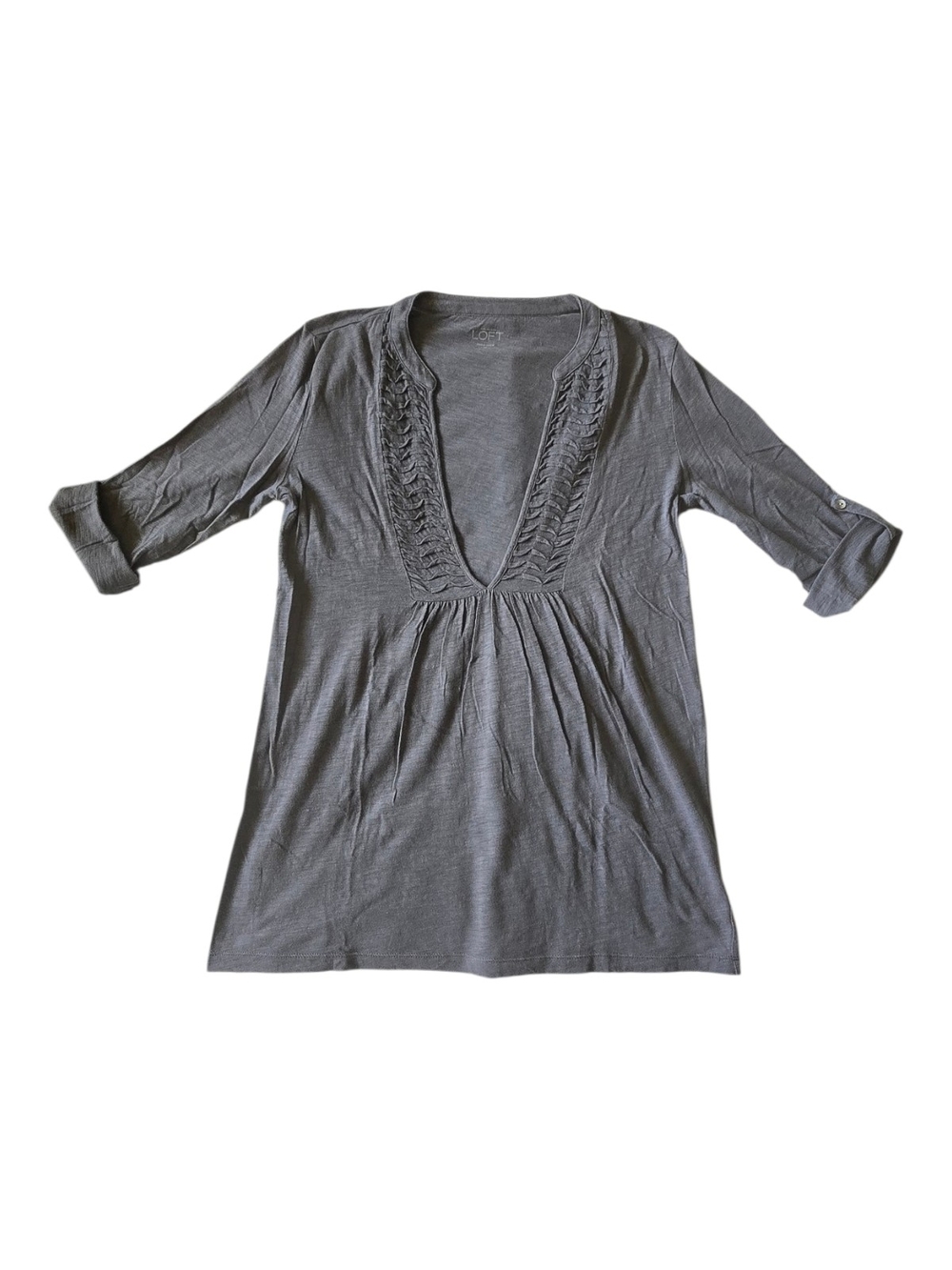 Women's Gray V-Neck Tunic Top